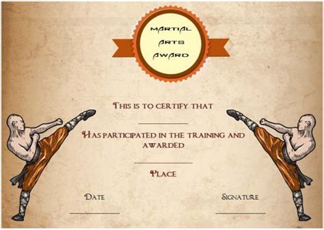 free printable martial arts certificates