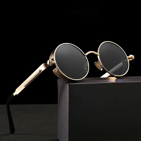 gothic steampunk sunglasses mens women polarized round metal sunglasses fashion retro vintage