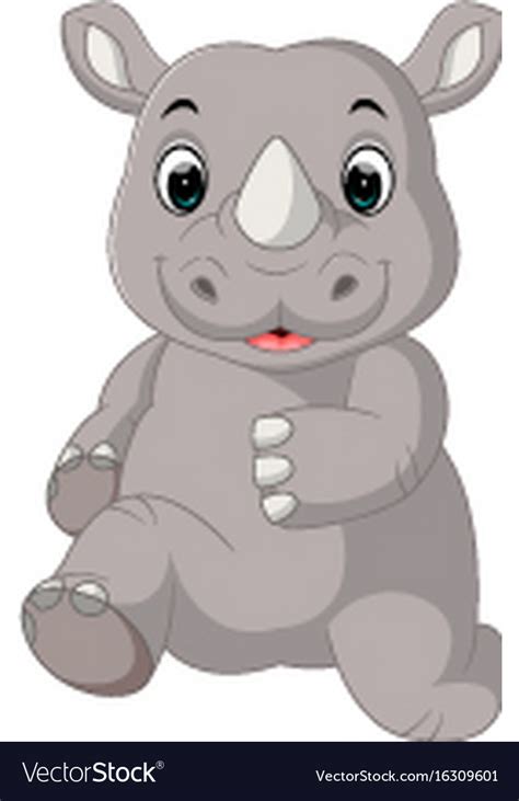 Cute Rhino Cartoon Royalty Free Vector Image Vectorstock