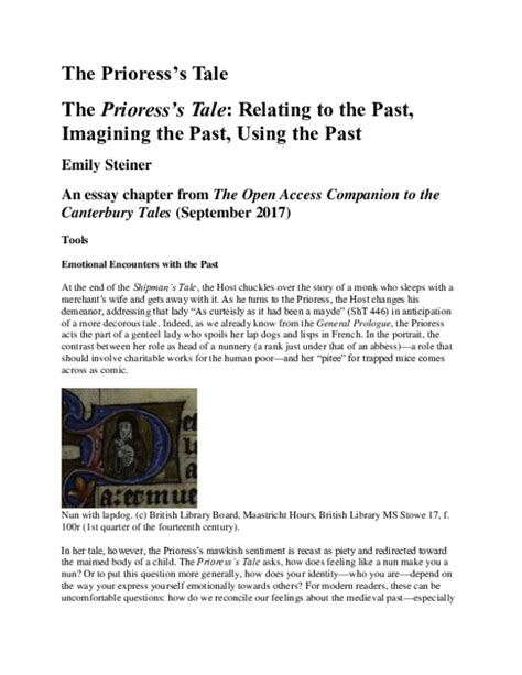 Pdf The Prioresss Tale Emily Steiner