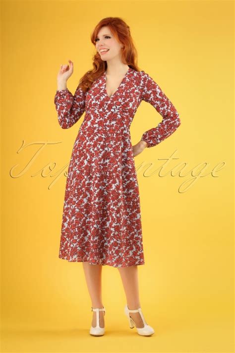 70s Mama Mia Fools Floral Swing Dress In Red