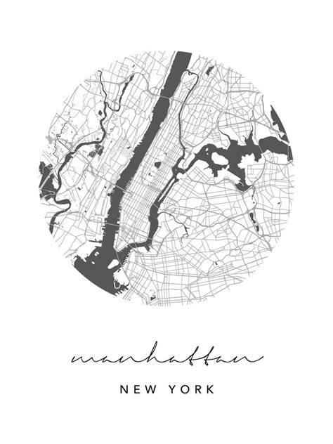 Manhattan New York Circle Street Map Mini Art Print By Typologie Paper