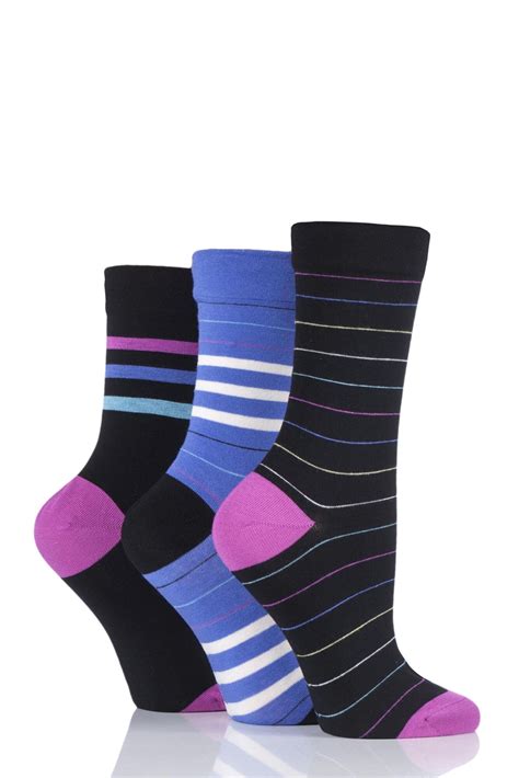 Ladies 3 Pair Sockshop Gentle Bamboo Socks With Smooth Toe Seams In