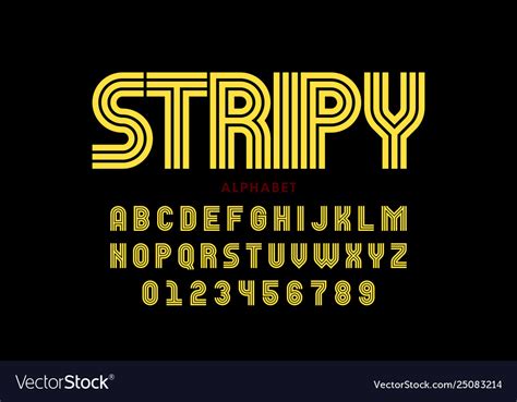 Striped Font Design Royalty Free Vector Image Vectorstock