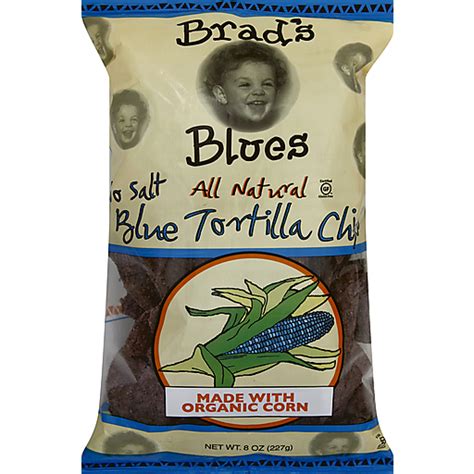 brad s organic no salt blue tortilla chips snacks chips and dips