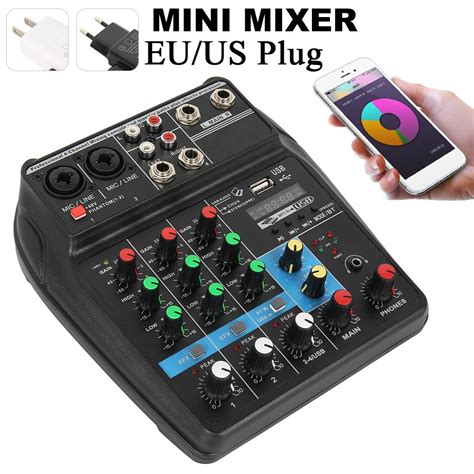 4 Channel Usb Mixing Console Bluetooth Audio Mixer Portable Mini Mixer