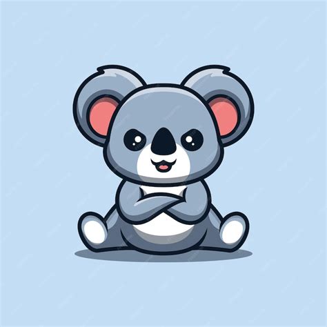 Premium Vector Koala Sitting Angry Cute Creative Kawaii Cartoon