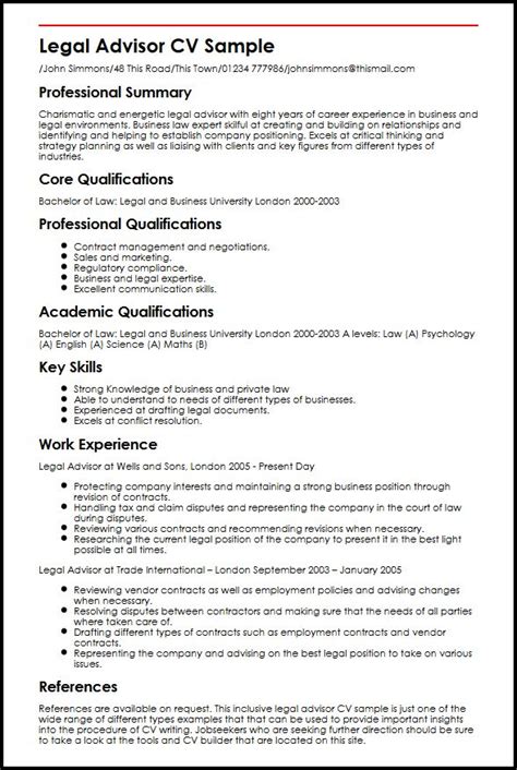 Each resume format suits better when applying for certain positions. Legal Advisor CV Example - myPerfectCV