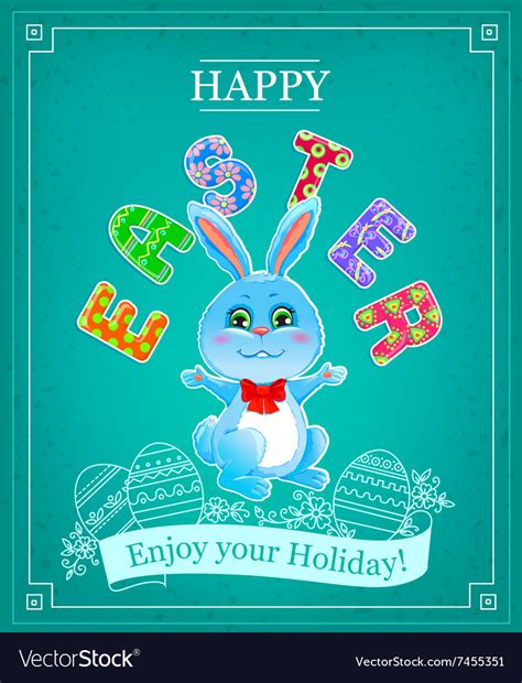 Happy Easter Bunny Royalty Free Vector Image Vectorstock