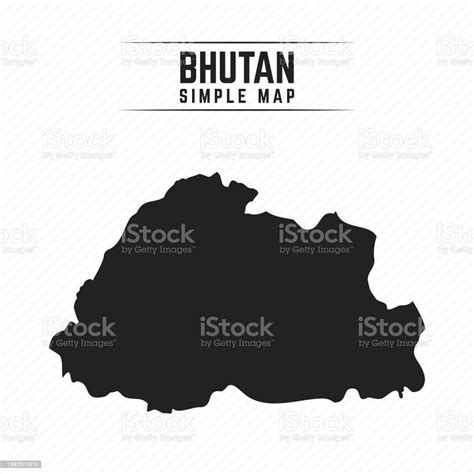 Carte Noire Simple Du Bhoutan Isolée Sur Fond Blanc Vecteurs Libres De
