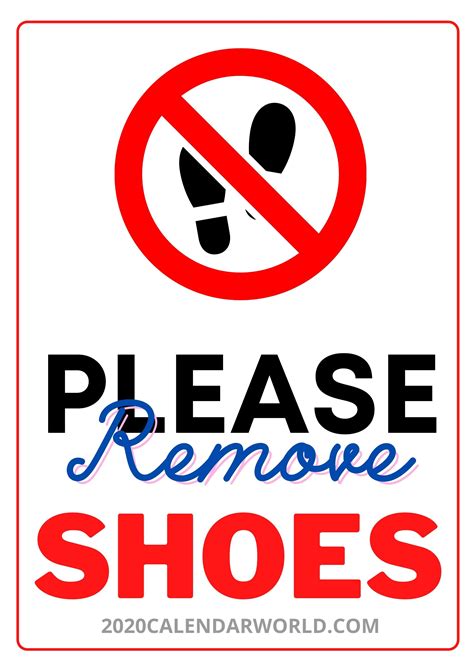 Free Printable Please Remove Shoes Sign Printable Printable Word Searches