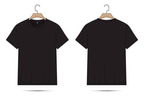 T Shirt Mockup Front And Back View Black T Shirts Blank Clothes Front