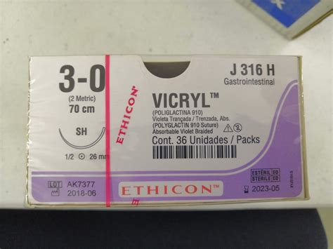 Sutura Ethicon Vicryl 3 0 70cm Sh Caja C36 439900 En Mercado Libre