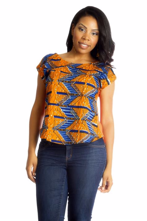 Africhiffon Top Closed Back African Print Tops African Inspired