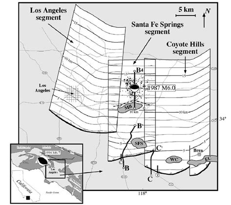 Structure Contour Map Of Segments Of The Puente Hills Thrust Showing