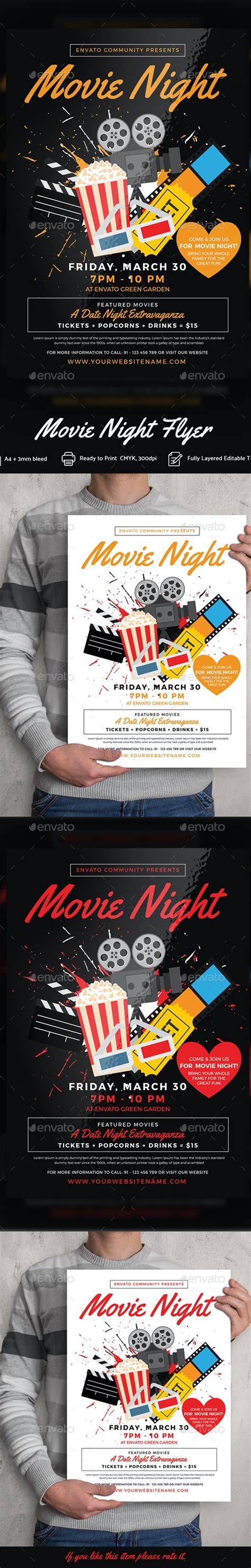 Movie Night Flyer Templates Print Templates Graphicriver