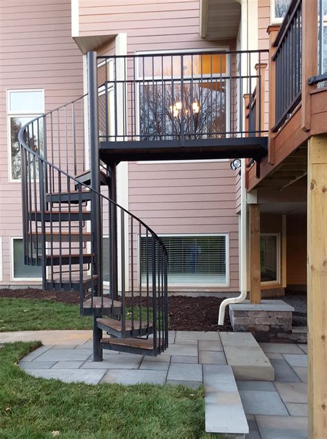 Ipe Deck With Spiral Staircase And Patio Spiral Staircase Outdoor Deck