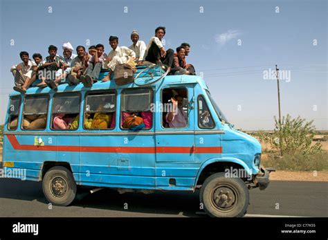 Overcrowded Passenger Bus Western Rajasthan India Stock Photo 38892033