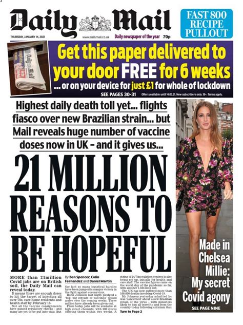 daily mail front page 21st of december 2020 tomorrow s papers today
