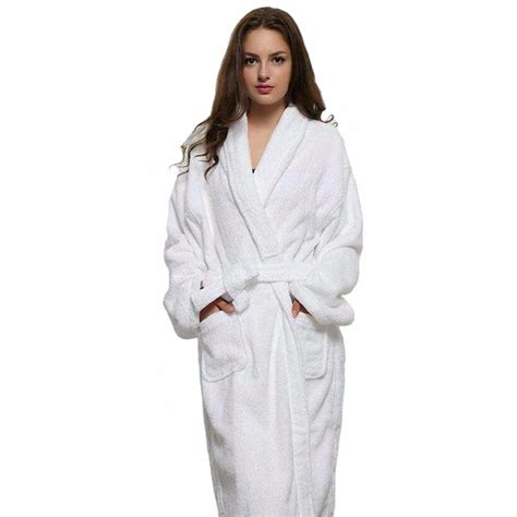 Casual Women And Men White Long Robes White Cotton Twist Towel Bathrobe