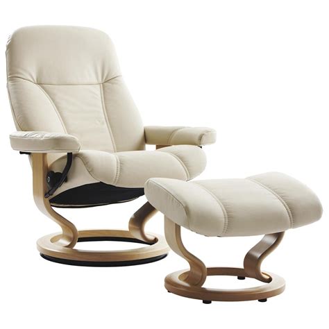 Stressless Consul Large Chair And Ottoman With Natural Base In Batick