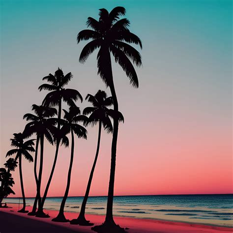 Vintage 80s Neon Palm Trees Sunset Beach Graphic · Creative Fabrica