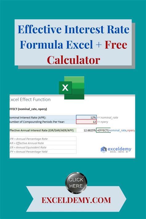 Effective Interest Rate Formula Excel Free Calculator In 2022 Excel