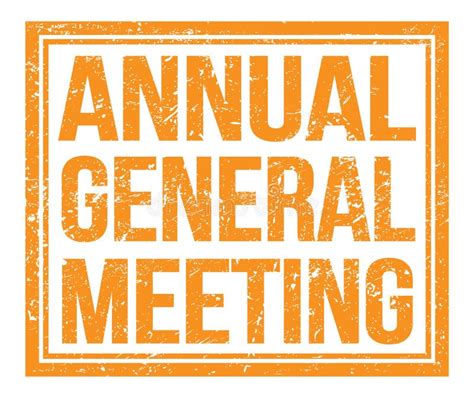 Annual General Meeting Text On Orange Grungy Stamp Sign Stock