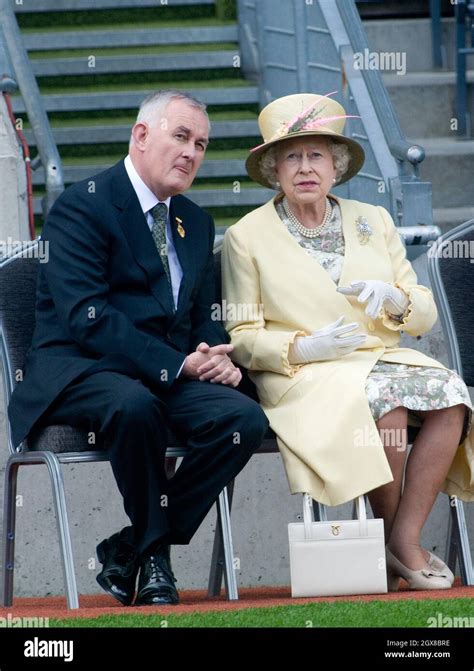 queen elizabeth ll and gaa president christy cooney chat during a visit to croke park stadium on