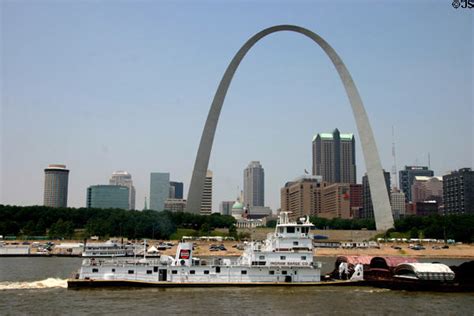 Gateway Arch And St Louis Skyline From Mississippi River St Louis Mo
