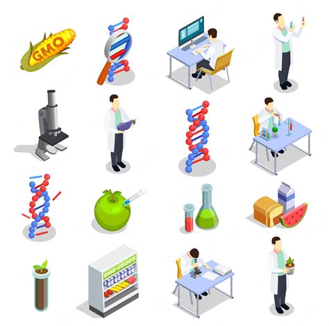 Free Vector Genetically Modified Organisms Isometric Icons