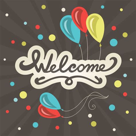 Welcome Lettering Greeting Card Stock Vector Illustration Of