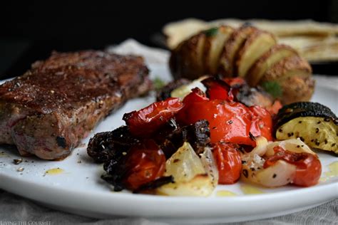 Grilled Beef Ribeye Steaks With Hasselback Potatoes And Roasted