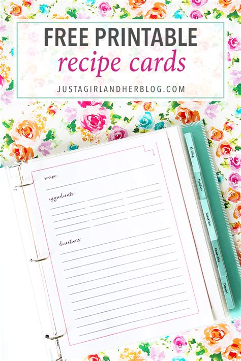Cute Recipe Cards Free Printable