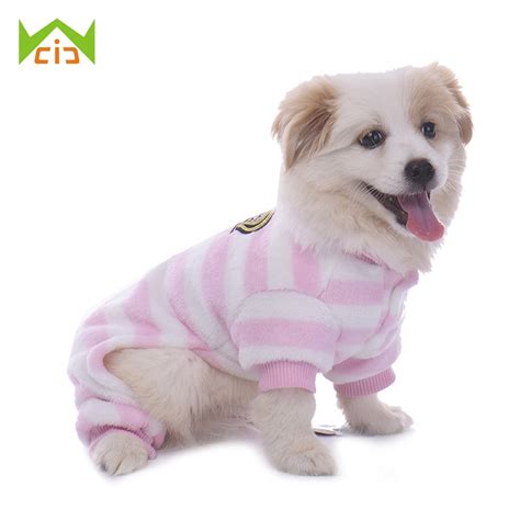 Wcic Cute Striped Clothes Dog Hoodies Cat Pet Costume Apparel Pet