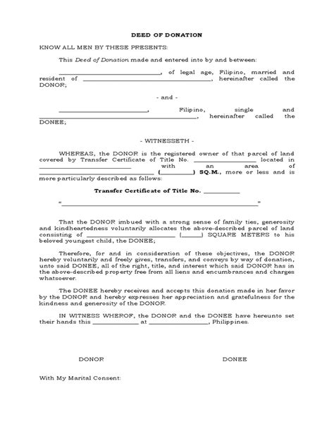 Deed Of Donation Template Deed Social Institutions