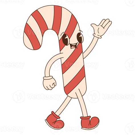 Candy Cane Christmas Candy Illustration Retro Character 13834512 Png
