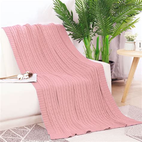 Piccocasa Soft 100 Cotton Cable Knit Throw Blanket For Couch Bed Sofa