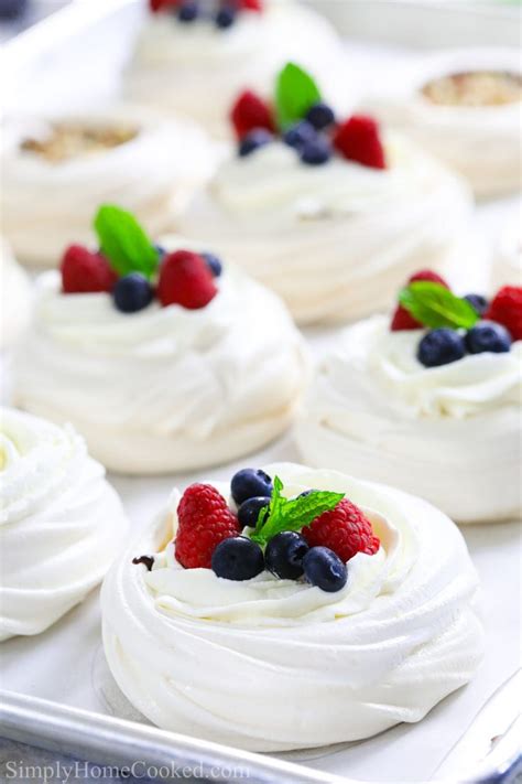 Use these to decorate your pavlova or cakes. Mini crispy meringue pavlova filled with chocolate ganache ...