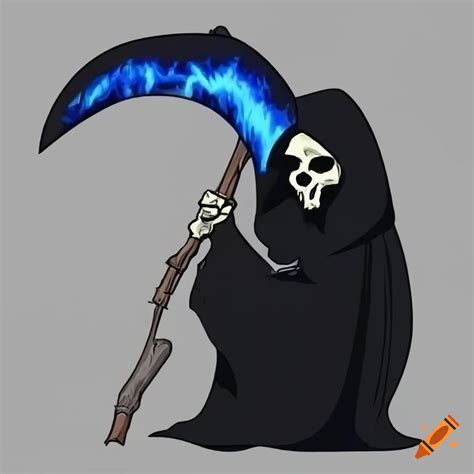 Dark Fantasy Artwork Of A Grim Reaper With Blue Fire On Craiyon