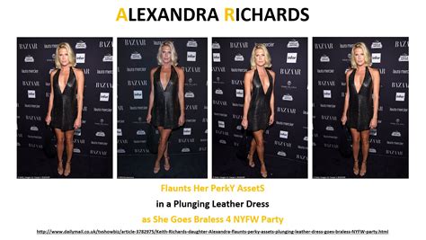 Alexandra Richards Flaunts Her Perky Assets In A Plunging Leather Dress As She Goes Braless For