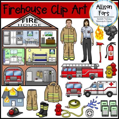 Firehouse And Firefighter Clip Art