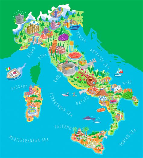 Mapa Turístico De Italia Atracciones Turísticas Y Monumentos De Italia