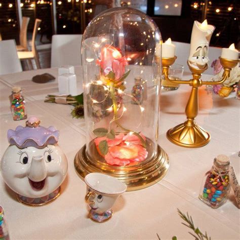Beauty and the Beast table setting | Disney centerpieces, Disney