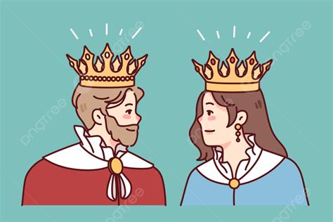 Gambar Raja Dan Ratu Bermantel Dan Bermahkota Saling Memandang Orang
