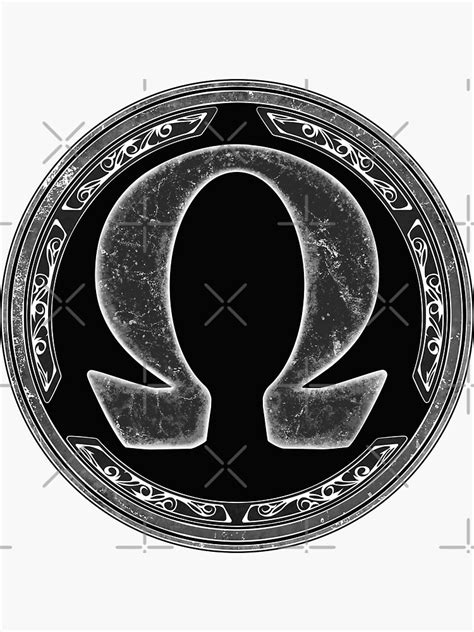 Omega Symbol Shield Sticker By Nicgraygraphic Redbubble