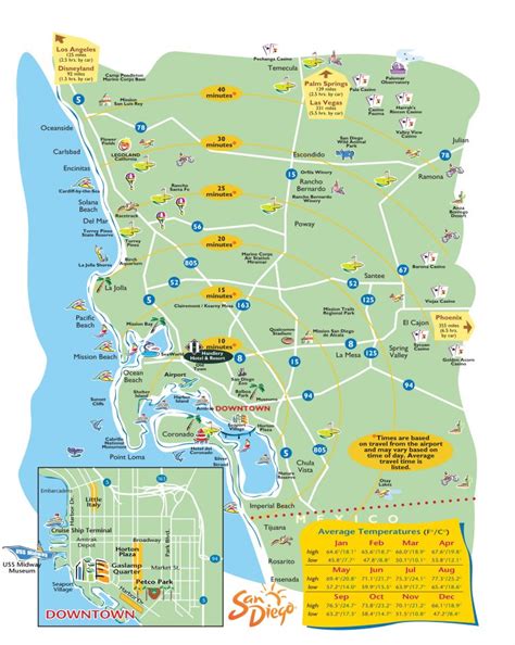 San Diego Printable Maps San Diego Attractions Map Printable