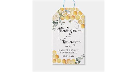 Bee Gender Reveal Thank You Tag Zazzle