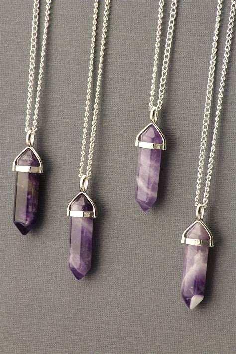 Amethyst Healing Crystals And Stones Necklace Purple Stone