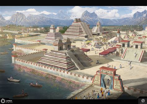 Tenochtitlan covered an estimated 8 to 13.5 km 2 (3.1 to 5.2 sq mi), situated on the western side of the shallow lake texcoco. Tenochtitlan | Aztec city, Fantasy city, Ancient aztecs